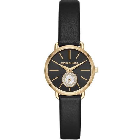 michael kors mk2750|Michael Kors Women's Petite Portia Black Leather Strap Watch .